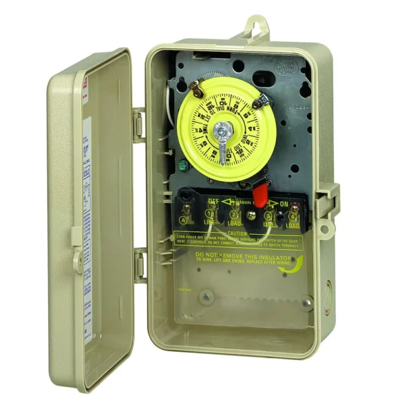 Intermatic T104P3 24-Hour 208-277V Mechanical Time Switch | DPST | Type 3R Plastic Enclosure