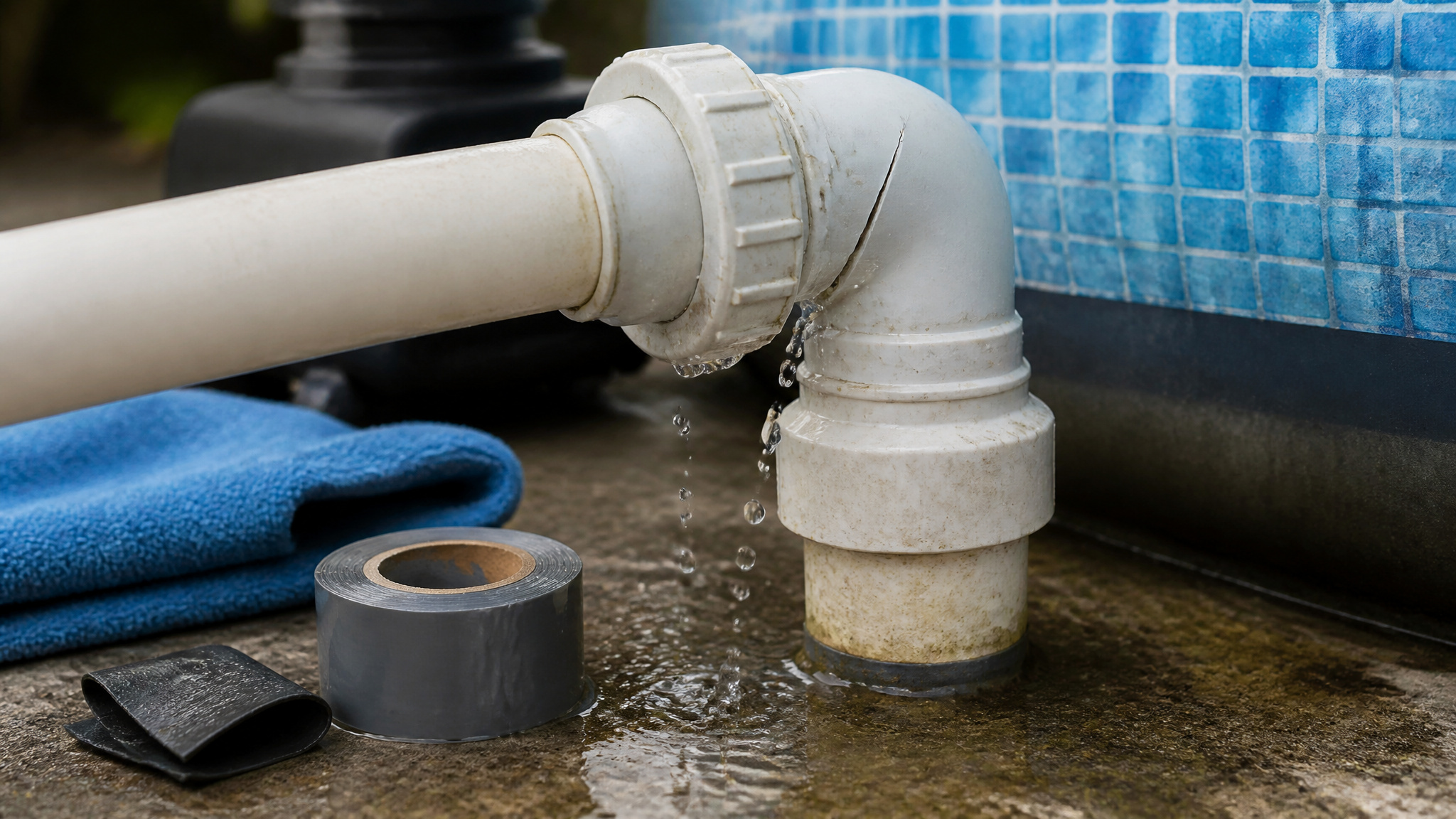 quick cheap pool pipe repair