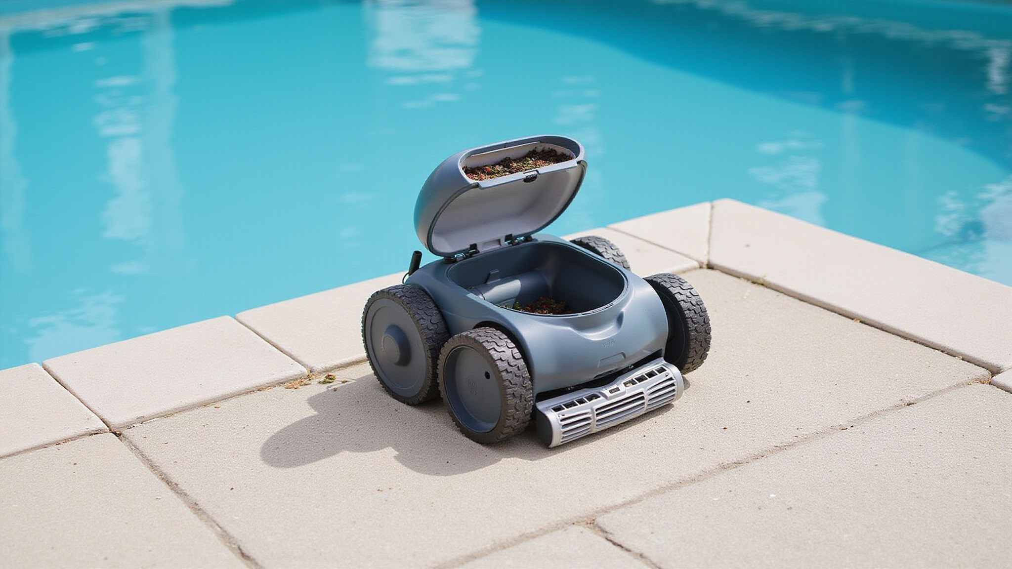 robotic cleaner removes settled algae