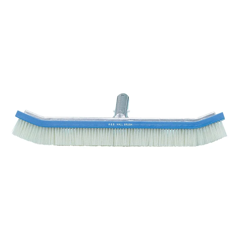 A&B Brush Manufacturing 18" Tile Scrubber Curved Standard Wall Brush, Blue Aluminum Back, White PVC Bristle
