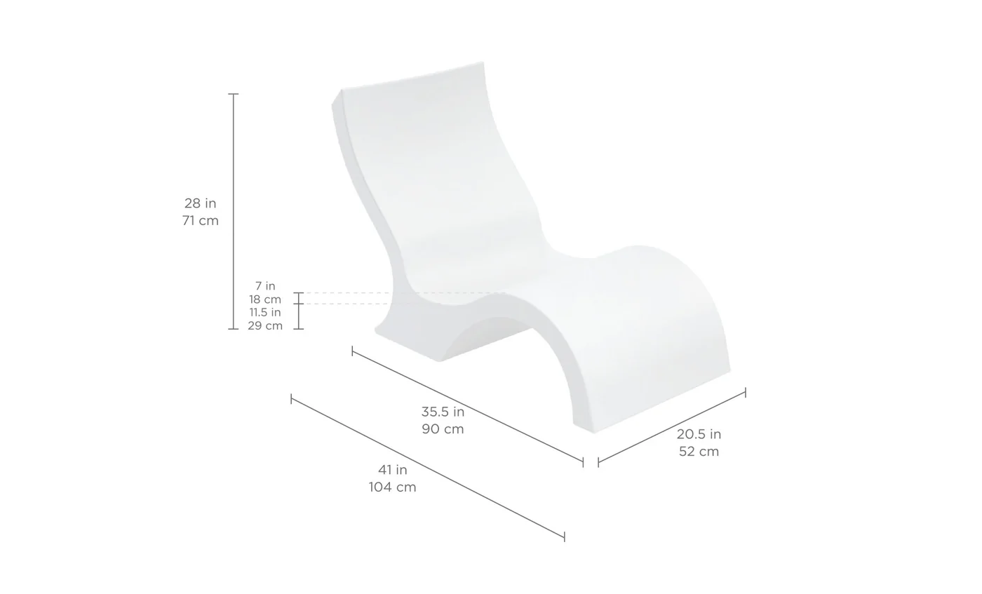 Ledge Lounger Signature Lowback Chair | White | 9in Water Depth - Image 2